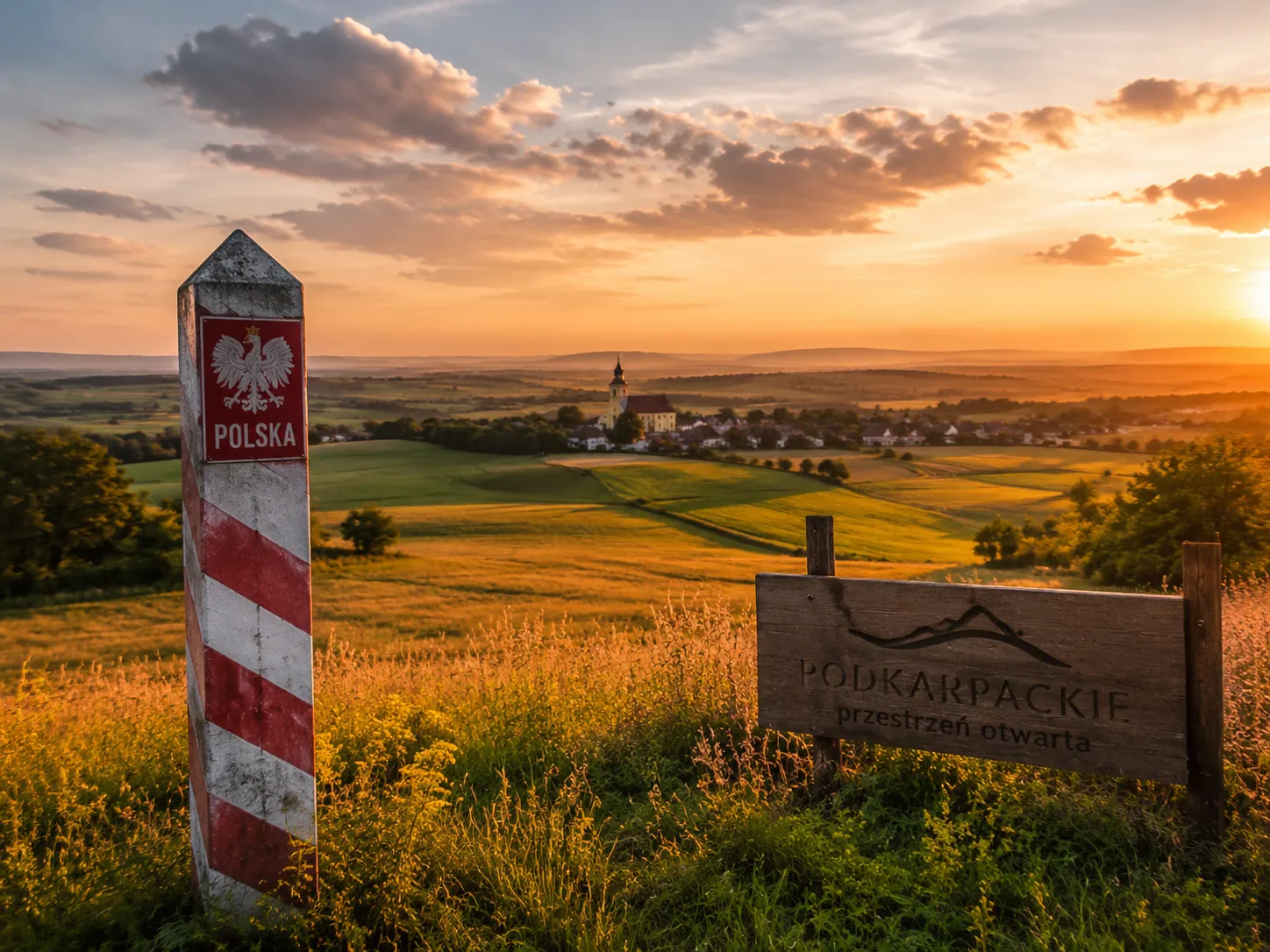 Droga przez region przygraniczny Polski — widok z okna samochodu
